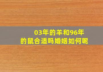 03年的羊和96年的鼠合适吗婚姻如何呢