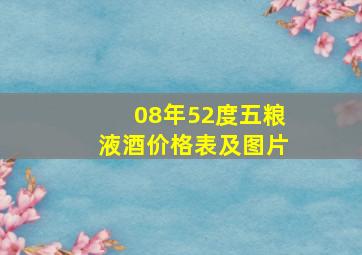 08年52度五粮液酒价格表及图片