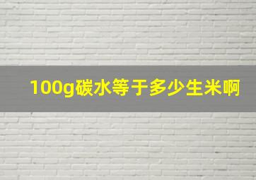 100g碳水等于多少生米啊