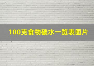 100克食物碳水一览表图片