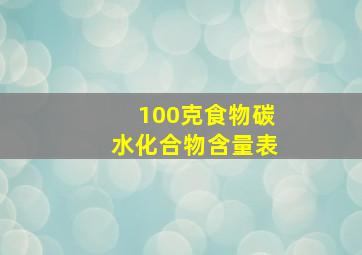 100克食物碳水化合物含量表