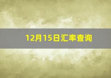 12月15日汇率查询