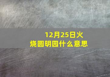 12月25日火烧圆明园什么意思