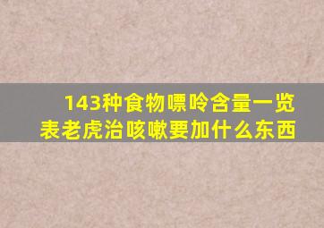 143种食物嘌呤含量一览表老虎治咳嗽要加什么东西