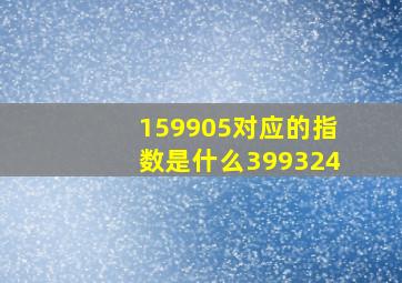 159905对应的指数是什么399324