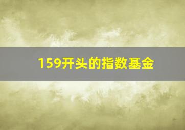 159开头的指数基金