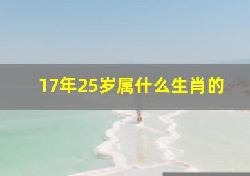 17年25岁属什么生肖的