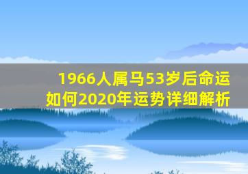 1966人属马53岁后命运如何2020年运势详细解析