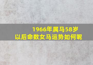 1966年属马58岁以后命数女马运势如何呢