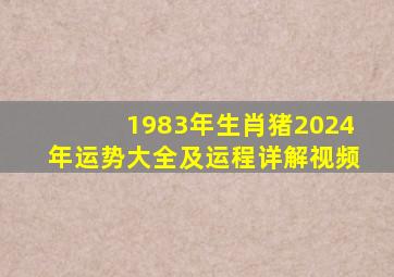 1983年生肖猪2024年运势大全及运程详解视频