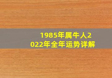 1985年属牛人2022年全年运势详解