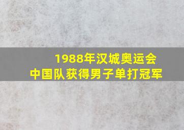 1988年汉城奥运会中国队获得男子单打冠军