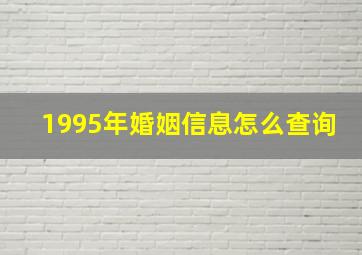 1995年婚姻信息怎么查询