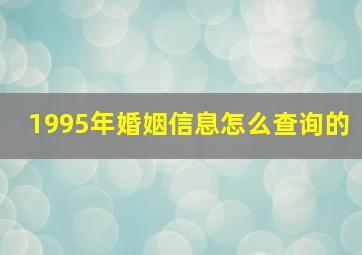 1995年婚姻信息怎么查询的