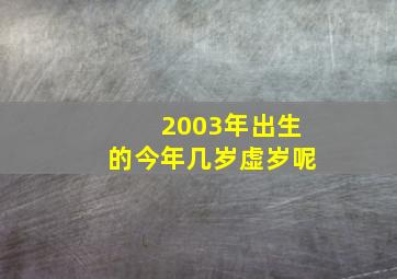 2003年出生的今年几岁虚岁呢