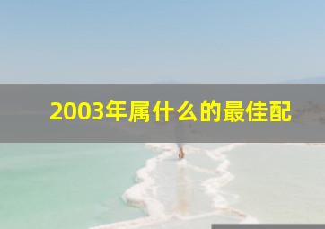 2003年属什么的最佳配