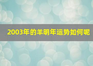 2003年的羊明年运势如何呢