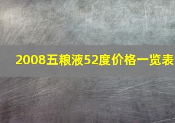 2008五粮液52度价格一览表