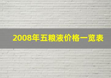 2008年五粮液价格一览表