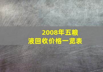 2008年五粮液回收价格一览表