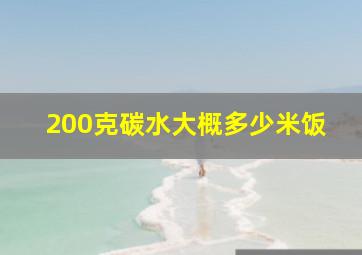 200克碳水大概多少米饭