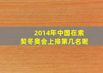 2014年中国在索契冬奥会上排第几名呢