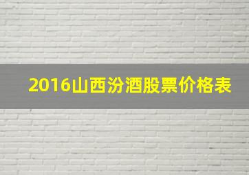 2016山西汾酒股票价格表