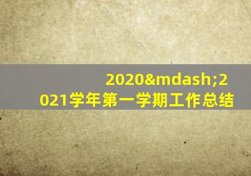 2020—2021学年第一学期工作总结