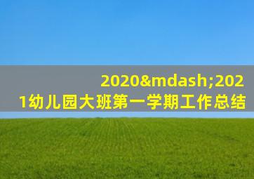 2020—2021幼儿园大班第一学期工作总结