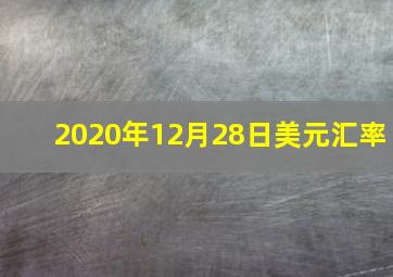 2020年12月28日美元汇率