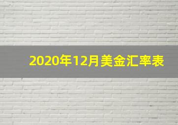 2020年12月美金汇率表