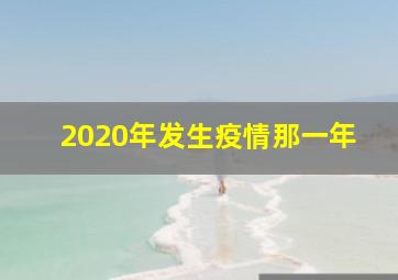 2020年发生疫情那一年