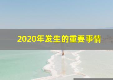 2020年发生的重要事情