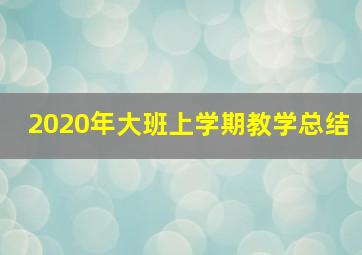 2020年大班上学期教学总结