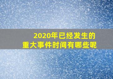 2020年已经发生的重大事件时间有哪些呢