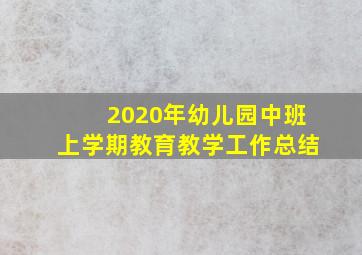 2020年幼儿园中班上学期教育教学工作总结