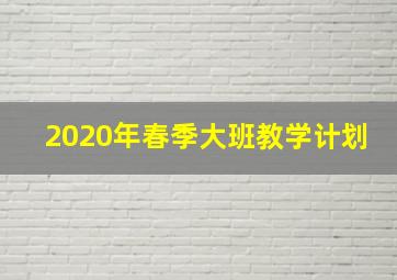 2020年春季大班教学计划