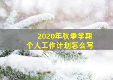 2020年秋季学期个人工作计划怎么写