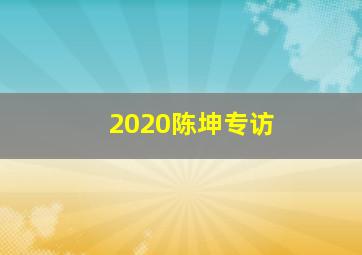 2020陈坤专访