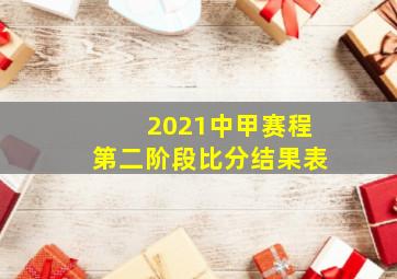 2021中甲赛程第二阶段比分结果表