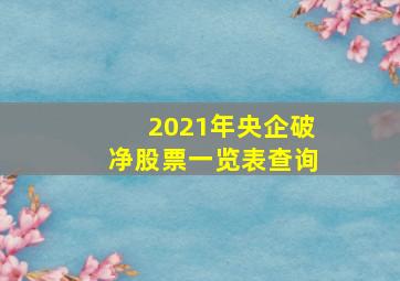 2021年央企破净股票一览表查询