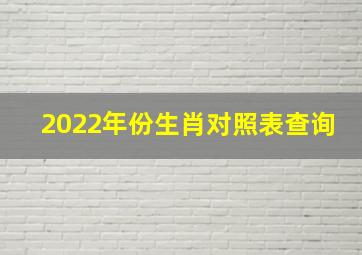 2022年份生肖对照表查询