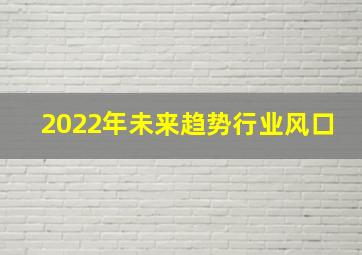 2022年未来趋势行业风口