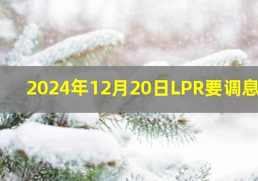 2024年12月20日LPR要调息吗