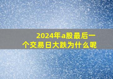 2024年a股最后一个交易日大跌为什么呢