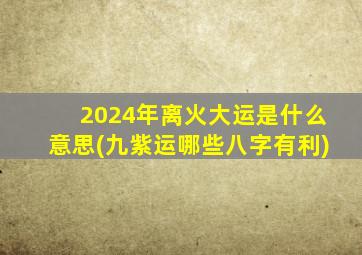 2024年离火大运是什么意思(九紫运哪些八字有利)