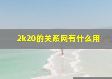 2k20的关系网有什么用