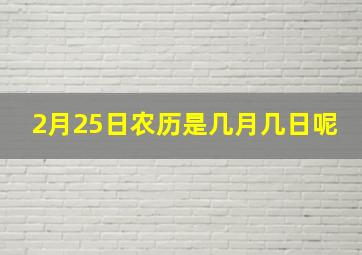 2月25日农历是几月几日呢