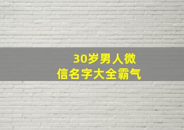 30岁男人微信名字大全霸气