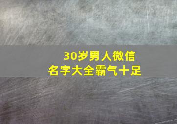 30岁男人微信名字大全霸气十足